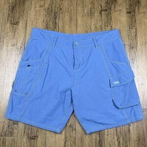 AFTCO Stealth Fishing Shorts Mens 40 9" Inseam Blue Nylon 2 Way Stretch Outdoor